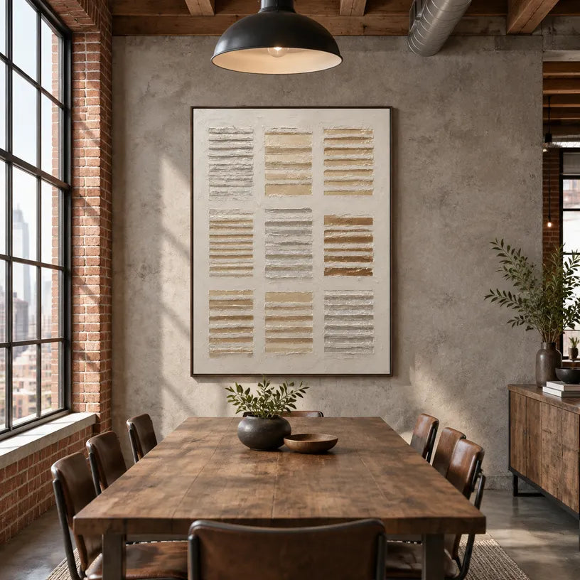 Wabi-Sabi abstract oil painting showing layered abstract marks, texture and expressive painterly movement in a brown palette.