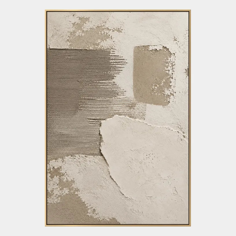 Wabi-Sabi abstract oil painting showing layered abstract marks, texture and expressive painterly movement in a brown palette.