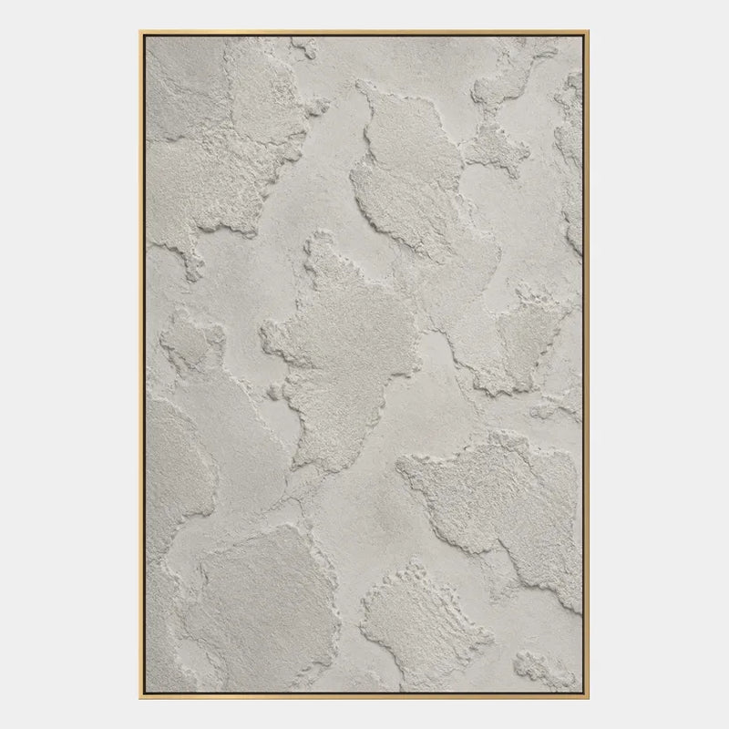Pittura a olio astratta e concettuale Wabi-Sabi con segni astratti stratificati, consistenza e movimento pittorico espressivo in una tavolozza grigia.