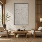 Wabi-Sabi abstract oil painting showing layered abstract marks, texture and expressive painterly movement in a grey palette.