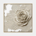 Wabi-Sabi abstract oil painting showing layered abstract marks, texture and expressive painterly movement in a beige palette.