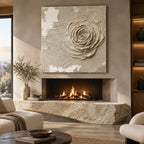 Wabi-Sabi abstract oil painting showing layered abstract marks, texture and expressive painterly movement in a beige palette.
