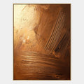 Peinture à l'huile abstraite et conceptuelle Wabi-Sabi présentant des marques abstraites superposées, une texture et un mouvement pictural expressif dans une palette marron.
