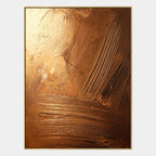 Wabi-Sabi abstract oil painting showing layered abstract marks, texture and expressive painterly movement in a brown palette.