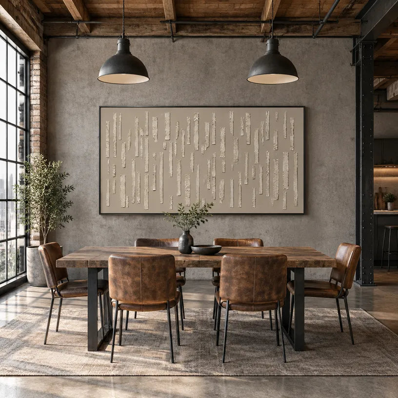 Wabi-Sabi abstract oil painting showing layered abstract marks, texture and expressive painterly movement in a brown palette.
