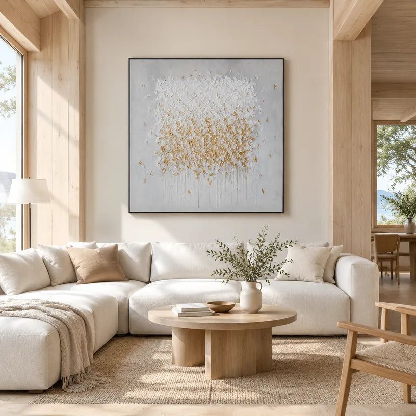 Wabi-Sabi abstract oil painting showing layered abstract marks, texture and expressive painterly movement in a grey palette.