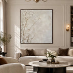 Wabi-Sabi abstract oil painting showing layered abstract marks, texture and expressive painterly movement in a grey palette.