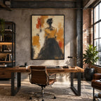 Wabi-Sabi abstract oil painting showing layered abstract marks, texture and expressive painterly movement in a brown palette.