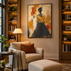 Wabi-Sabi abstract oil painting showing layered abstract marks, texture and expressive painterly movement in a brown palette.