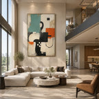 Wabi-Sabi abstract oil painting showing layered abstract marks, texture and expressive painterly movement in a beige palette.