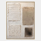 Wabi-Sabi abstract oil painting showing layered abstract marks, texture and expressive painterly movement in a brown palette.