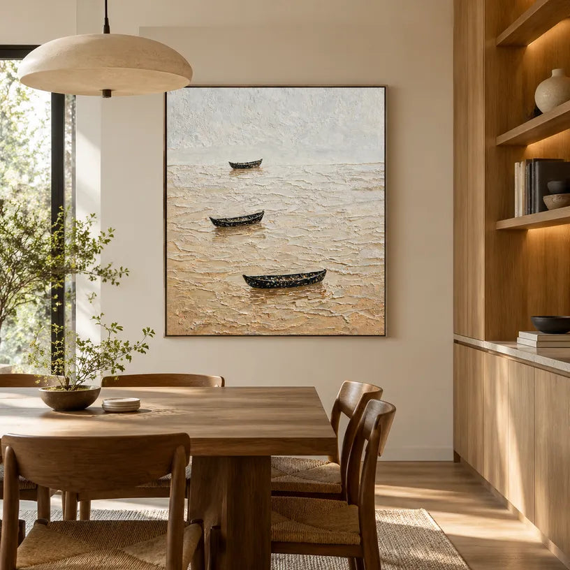Wabi-Sabi abstract oil painting showing layered abstract marks, texture and expressive painterly movement.