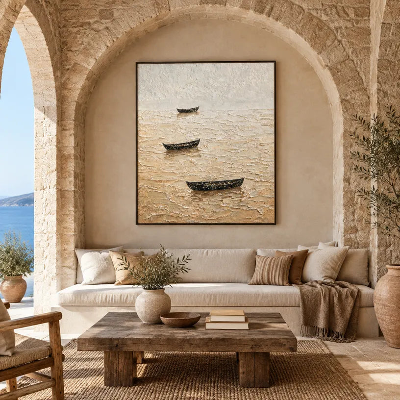 Wabi-Sabi abstract oil painting showing layered abstract marks, texture and expressive painterly movement.