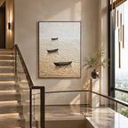 Wabi-Sabi abstract oil painting showing layered abstract marks, texture and expressive painterly movement.