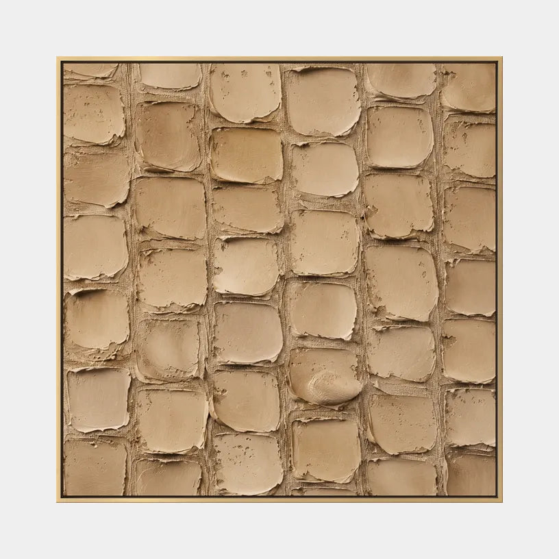 Wabi-Sabi abstract oil painting showing layered abstract marks, texture and expressive painterly movement in a orange palette.
