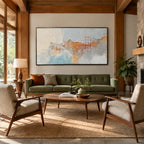 Wabi-Sabi abstract oil painting showing layered abstract marks, texture and expressive painterly movement.