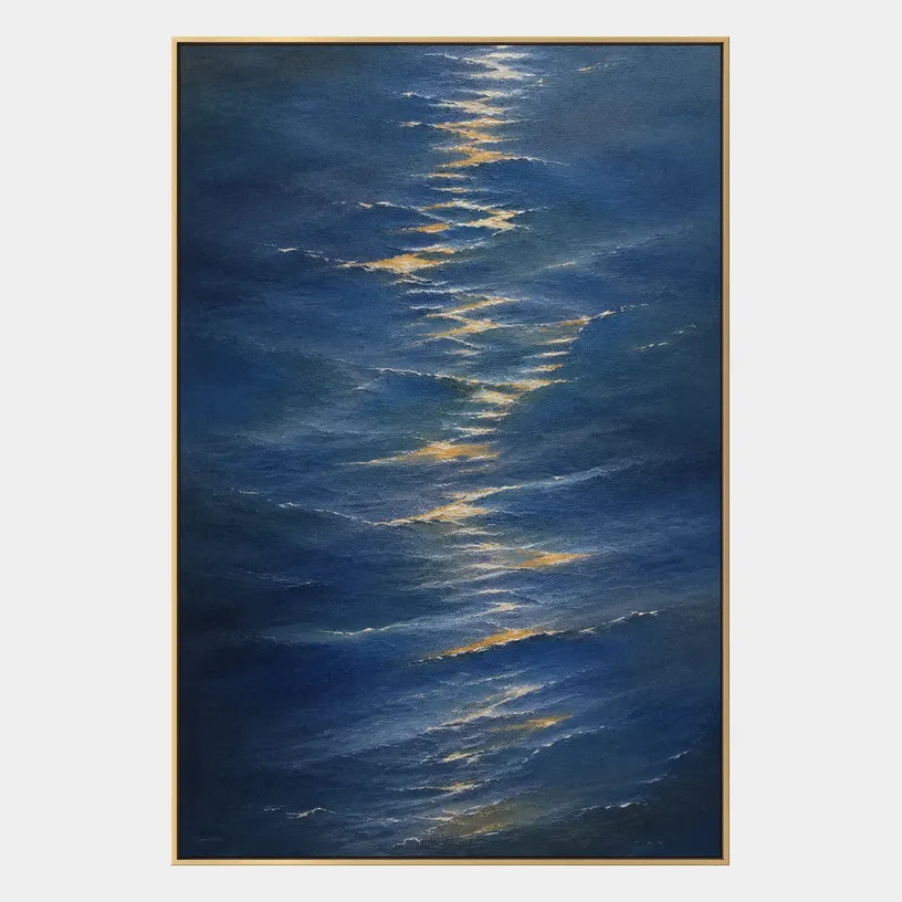 Wabi-Sabi abstract oil painting showing layered abstract marks, texture and expressive painterly movement in a blue palette.