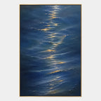 Wabi-Sabi abstract oil painting showing layered abstract marks, texture and expressive painterly movement in a blue palette.