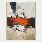 Wabi-Sabi abstract oil painting showing layered abstract marks, texture and expressive painterly movement.