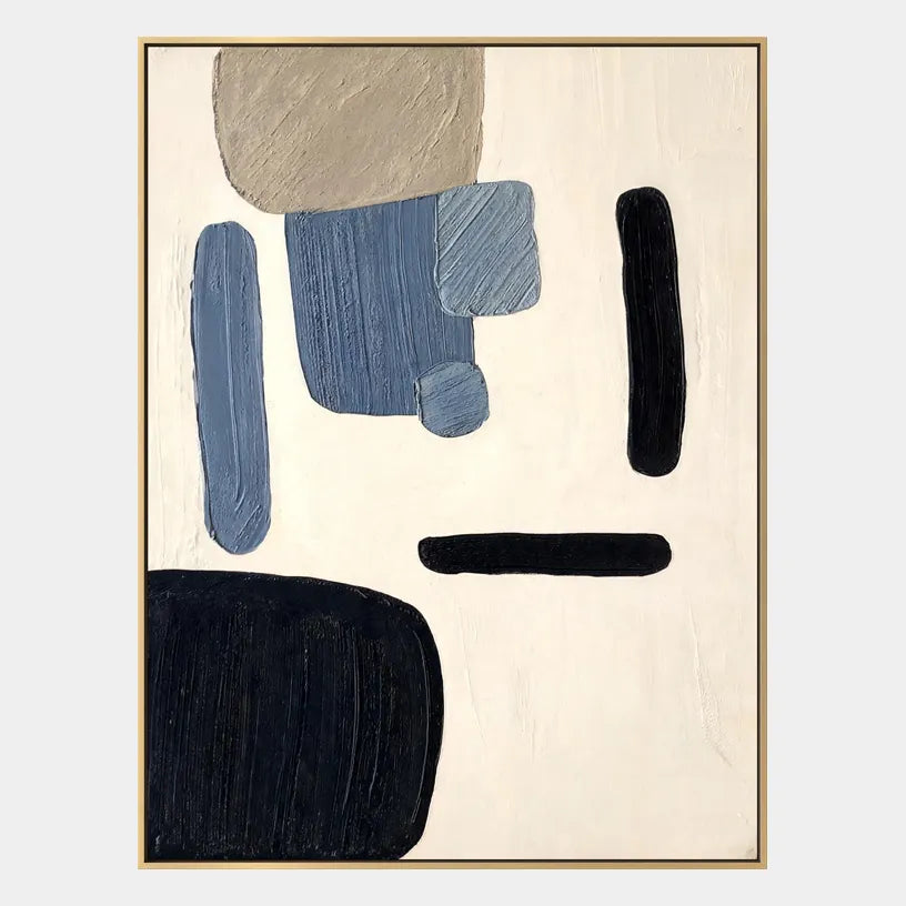 Wabi-Sabi abstract oil painting showing layered abstract marks, texture and expressive painterly movement in a beige palette.