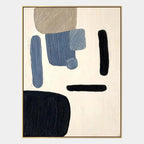 Wabi-Sabi abstract oil painting showing layered abstract marks, texture and expressive painterly movement in a beige palette.
