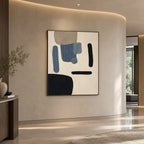 Wabi-Sabi abstract oil painting showing layered abstract marks, texture and expressive painterly movement in a beige palette.