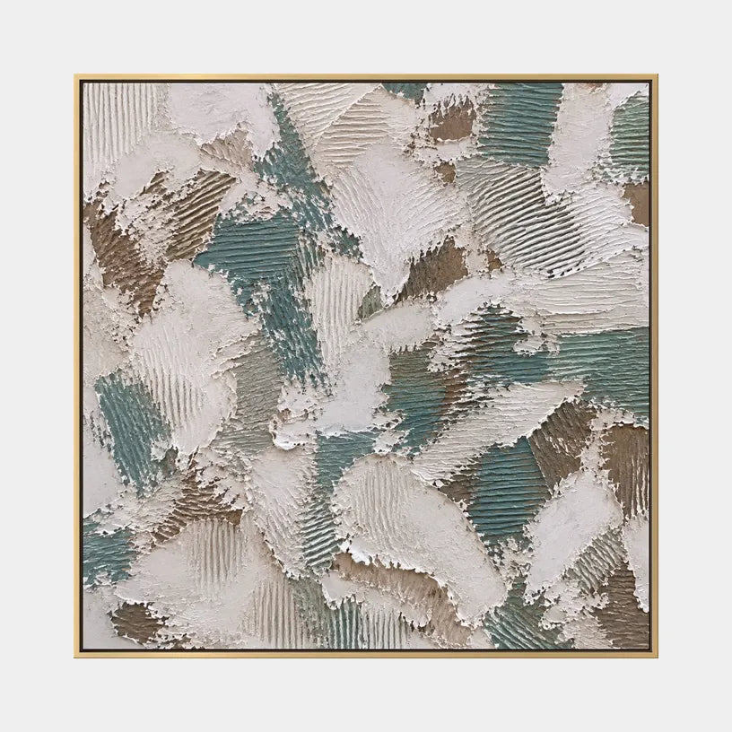Wabi-Sabi abstract oil painting showing layered abstract marks, texture and expressive painterly movement in a grey palette.