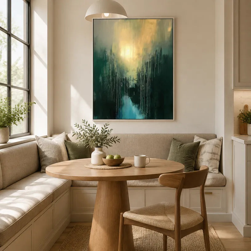 Wabi-Sabi abstract oil painting showing layered abstract marks, texture and expressive painterly movement in a black palette.