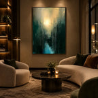 Wabi-Sabi abstract oil painting showing layered abstract marks, texture and expressive painterly movement in a black palette.