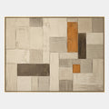 Peinture à l'huile abstraite et conceptuelle Wabi-Sabi présentant des marques abstraites superposées, une texture et un mouvement pictural expressif dans une palette beige.