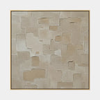 Wabi-Sabi abstract oil painting showing layered abstract marks, texture and expressive painterly movement in a brown palette.