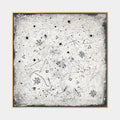 Pittura a olio astratta e concettuale Wabi-Sabi con segni astratti stratificati, consistenza e movimento pittorico espressivo in una tavolozza beige.