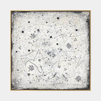 Wabi-Sabi abstract oil painting showing layered abstract marks, texture and expressive painterly movement.