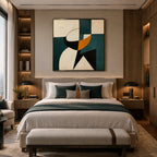 Wabi-Sabi abstract oil painting showing layered abstract marks, texture and expressive painterly movement in a beige palette.