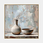 Wabi-Sabi abstract oil painting showing layered abstract marks, texture and expressive painterly movement in a grey palette.