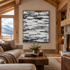 Wabi-Sabi abstract oil painting showing layered abstract marks, texture and expressive painterly movement in a grey palette.