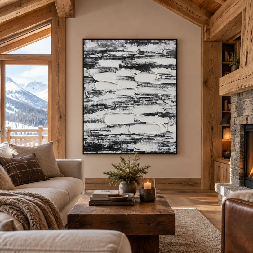 Wabi-Sabi abstract oil painting showing layered abstract marks, texture and expressive painterly movement in a grey palette.