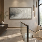 Wabi-Sabi abstract oil painting showing layered abstract marks, texture and expressive painterly movement in a grey palette.