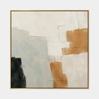 Wabi-Sabi abstract oil painting showing layered abstract marks, texture and expressive painterly movement.