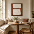Wabi-Sabi abstract oil painting showing layered abstract marks, texture and expressive painterly movement.