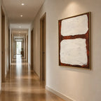 Wabi-Sabi abstract oil painting showing layered abstract marks, texture and expressive painterly movement.