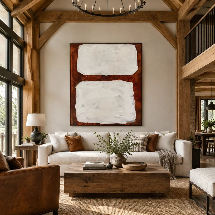 Wabi-Sabi abstract oil painting showing layered abstract marks, texture and expressive painterly movement.