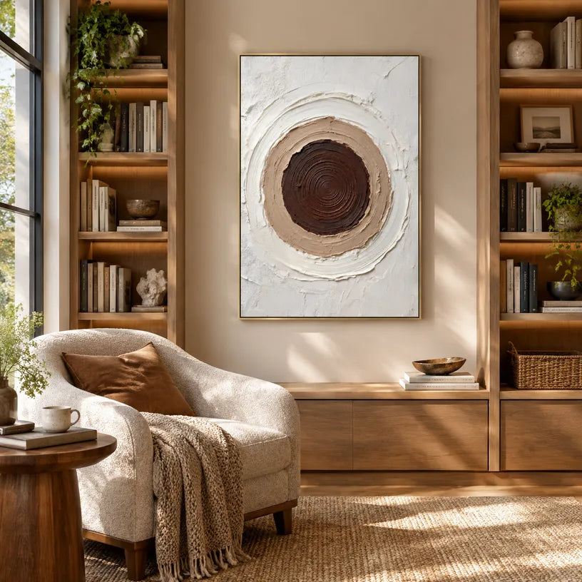 Wabi-Sabi abstract oil painting showing layered abstract marks, texture and expressive painterly movement.