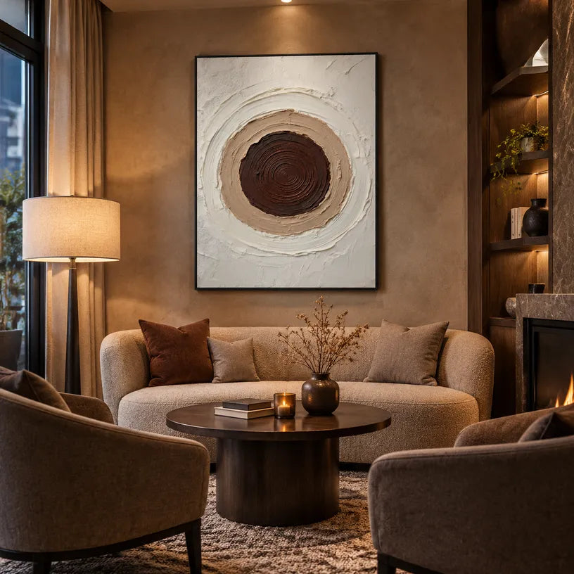 Wabi-Sabi abstract oil painting showing layered abstract marks, texture and expressive painterly movement.