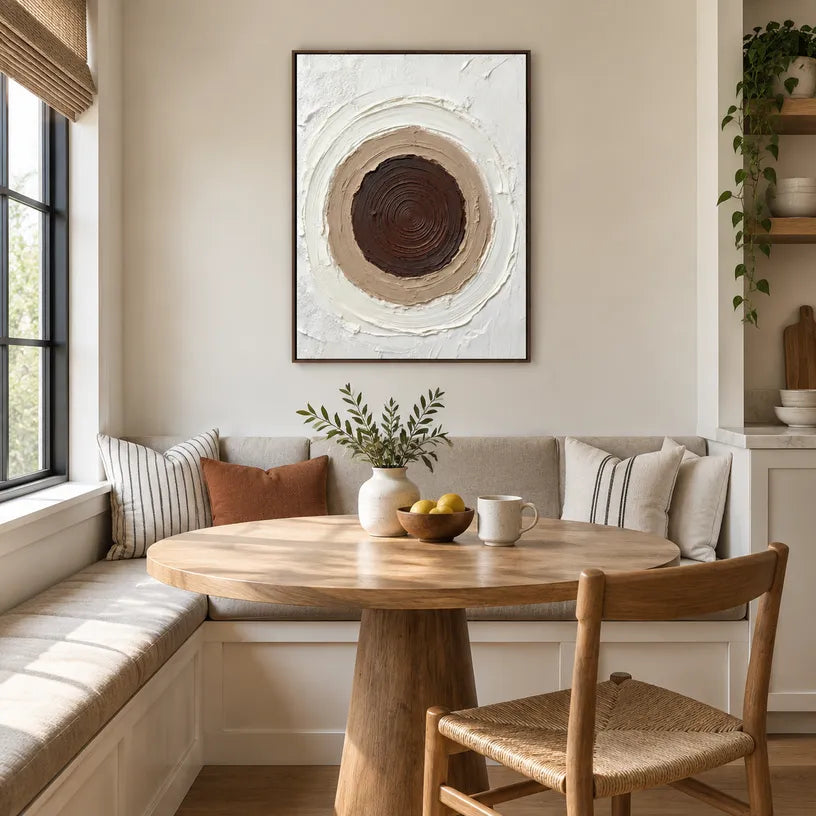Wabi-Sabi abstract oil painting showing layered abstract marks, texture and expressive painterly movement.