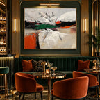 Wabi-Sabi abstract oil painting showing layered abstract marks, texture and expressive painterly movement.