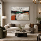 Wabi-Sabi abstract oil painting showing layered abstract marks, texture and expressive painterly movement.