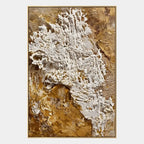 Wabi-Sabi abstract oil painting showing layered abstract marks, texture and expressive painterly movement in a brown palette.