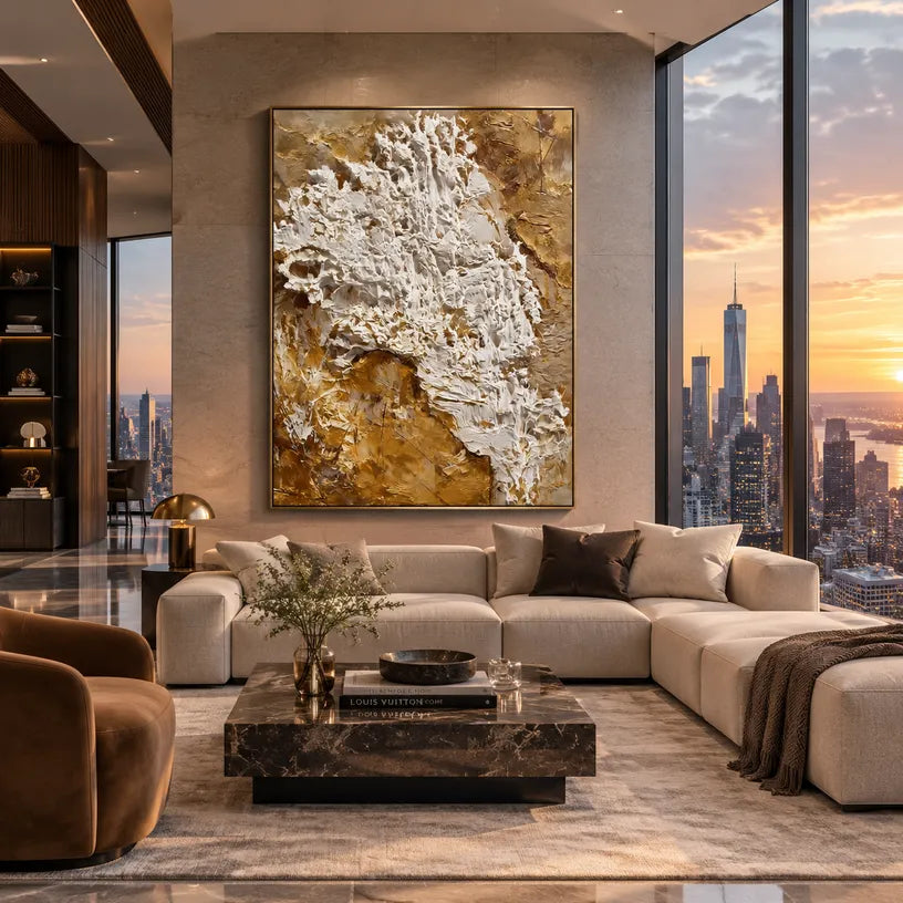 Wabi-Sabi abstract oil painting showing layered abstract marks, texture and expressive painterly movement in a brown palette.