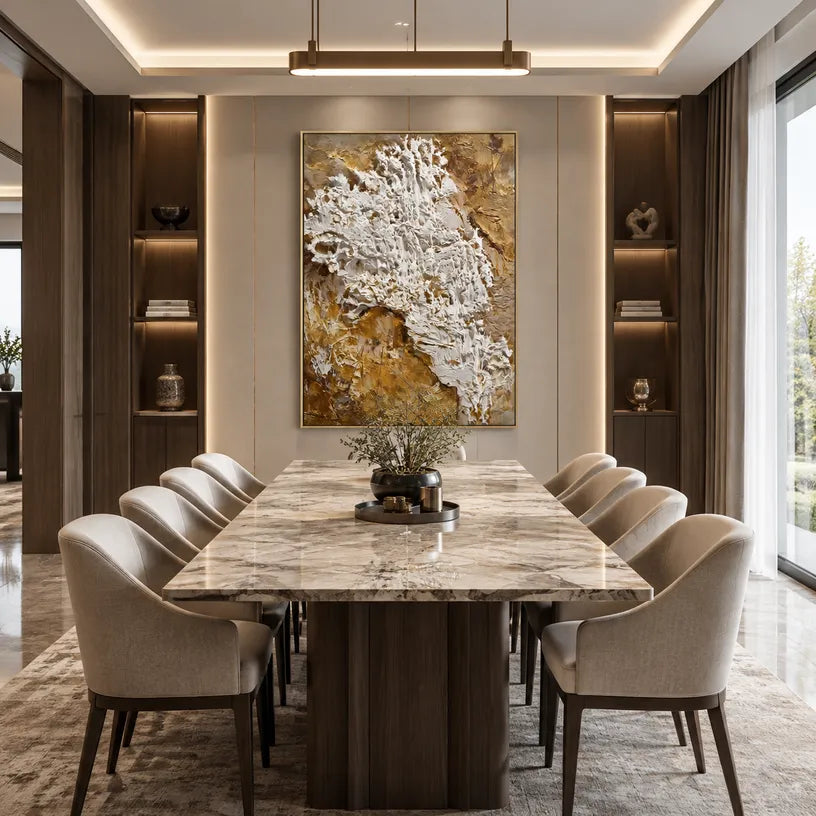 Wabi-Sabi abstract oil painting showing layered abstract marks, texture and expressive painterly movement in a brown palette.